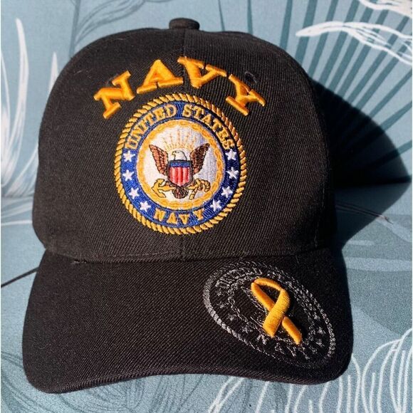 NEW US Navy MILITARY OFFICIAL Embroidered Black TRUCKER BASEBALL Hat Cap - Picture 1 of 7